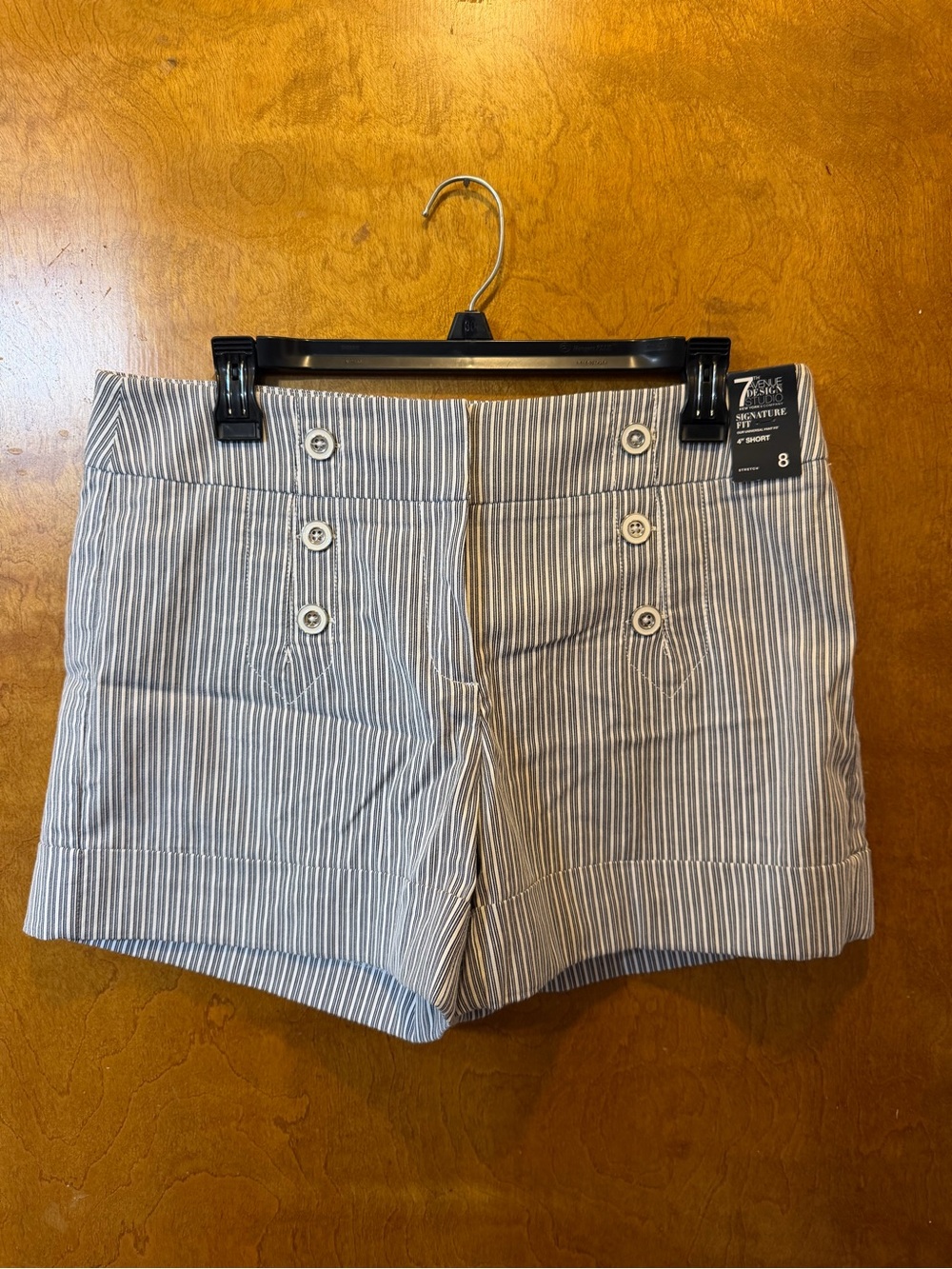 7th Avenue Design Studio NY&Co Sailor Signature Fit Seersucker Shorts 8 4"